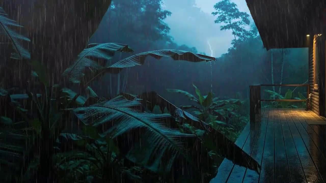 Deep Sleep Tonight with Light Rain Sounds and Low Rumble at Cozy Cabin 🌧️