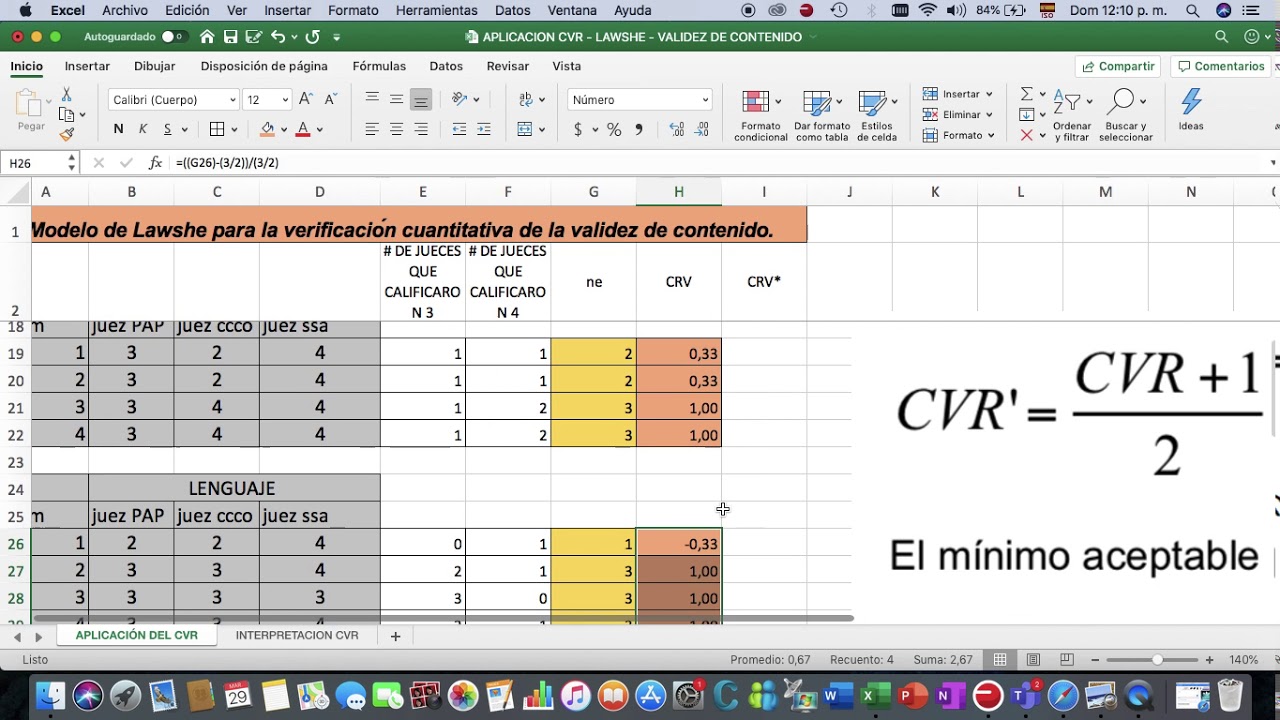 APLICACION MODELO DE LAWSHE VALIDEZ DE CONTENIDO   RICARDO JIMENEZ