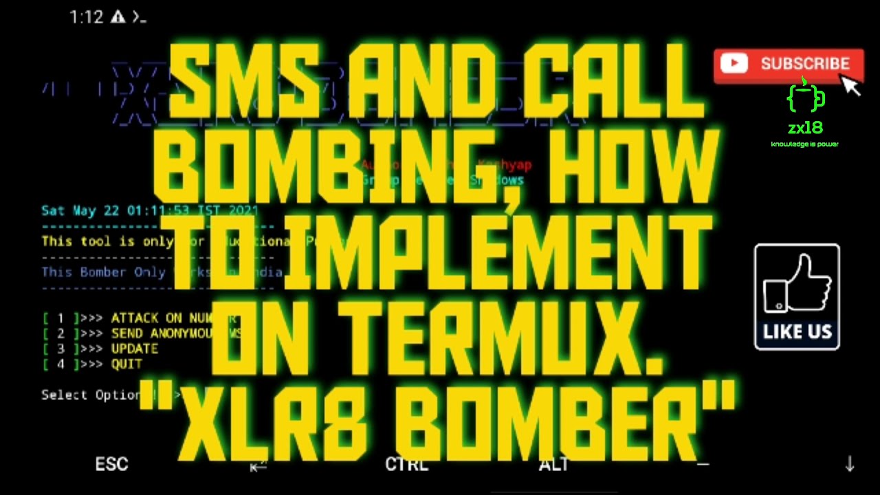 What is sms and call bombing? how to implement the XLR8 tool in termux.