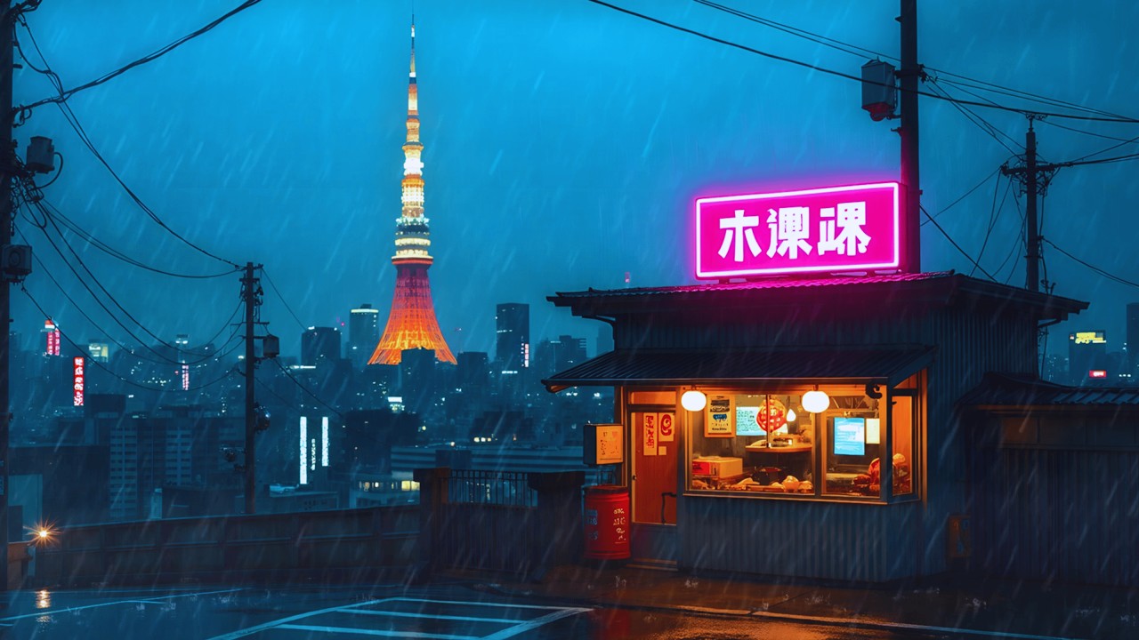 90s Tokyo Nostalgia Café ☕ Rain Lofi for Late Night Work & Focus