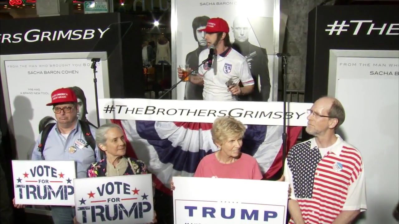 Sacha Baron Cohen Endorses Donald Trump at The Brothers Grimsby LA Premiere | ScreenSlam