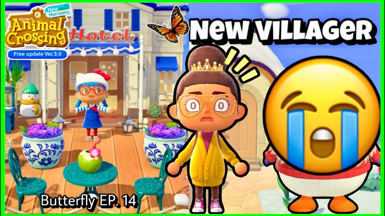 ACNH 3.0| Decorating Outside My Hotel￼ And Going On A Villager Hunt| Butterfly Ep. 14￼