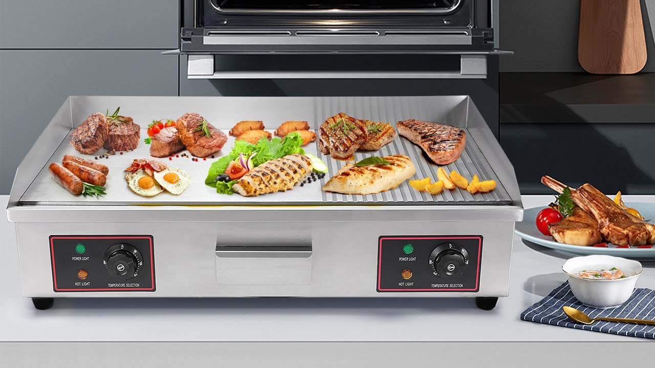 Commercial Electric Griddle BBQ Indoor Griddle Non-Stick Teppanyaki Grill Countertop Flat Top Grill