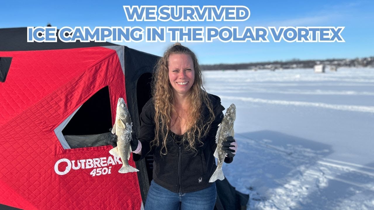 Ice Camping in the Polar Vortex & Catching Walleye on Callander Bay Lake Nipissing