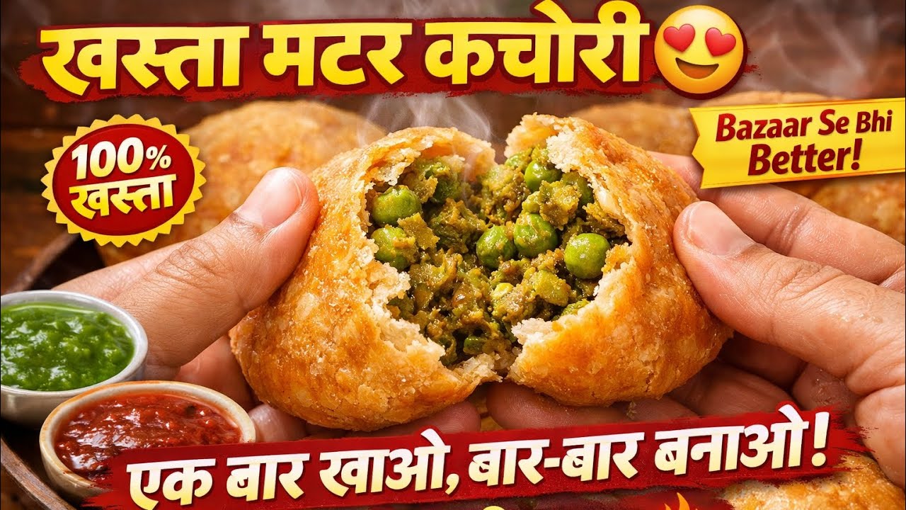 Crispy Matar Ki Kachori Recipe | Khasta Green Peas Kachori | Winter Special Nashta Recipe