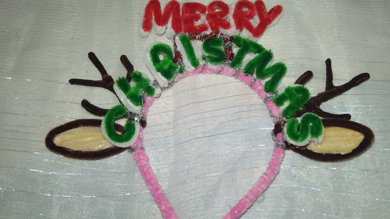 HOW TO MAKE HEADBAND FOR CHRISTMAS MADE OF FUZZY WIRE #FUZZYWIRE #CHRISTMASHEADBAND 
