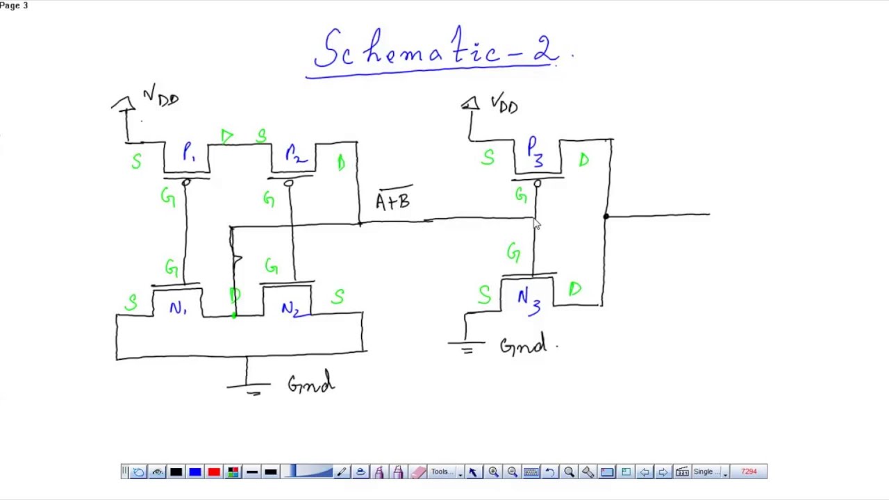Schematic diagram and layout of two input OR gate