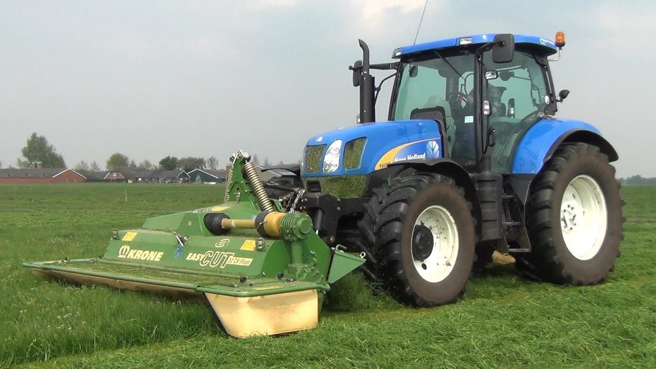 New Holland T6080 met Krone Easy Cut maaiers