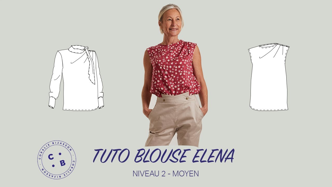 Elena version sans manches et encolure ronde, le tuto du patron de couture de la blouse Elena