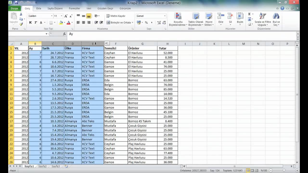 Excel Se&ccedil;im Teknikleri (Excel se&ccedil;im y&ouml;ntemleri) 