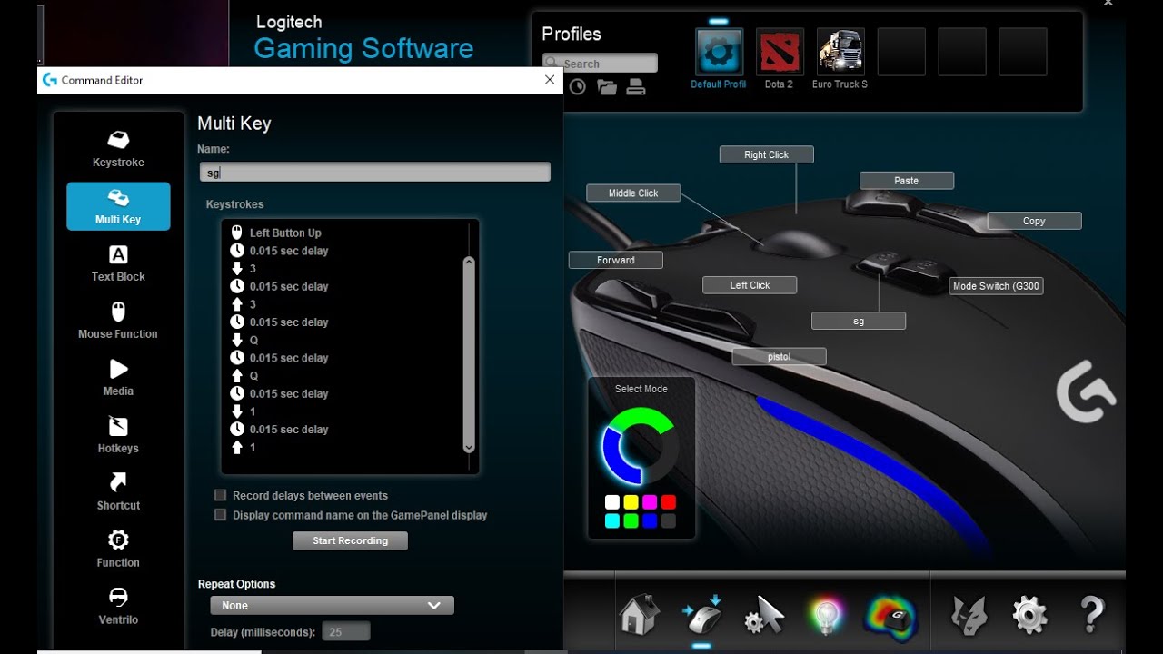 Setting Mouse Macro SG (Shotgun) Mouse Logitech Gaming G300S Point Blank