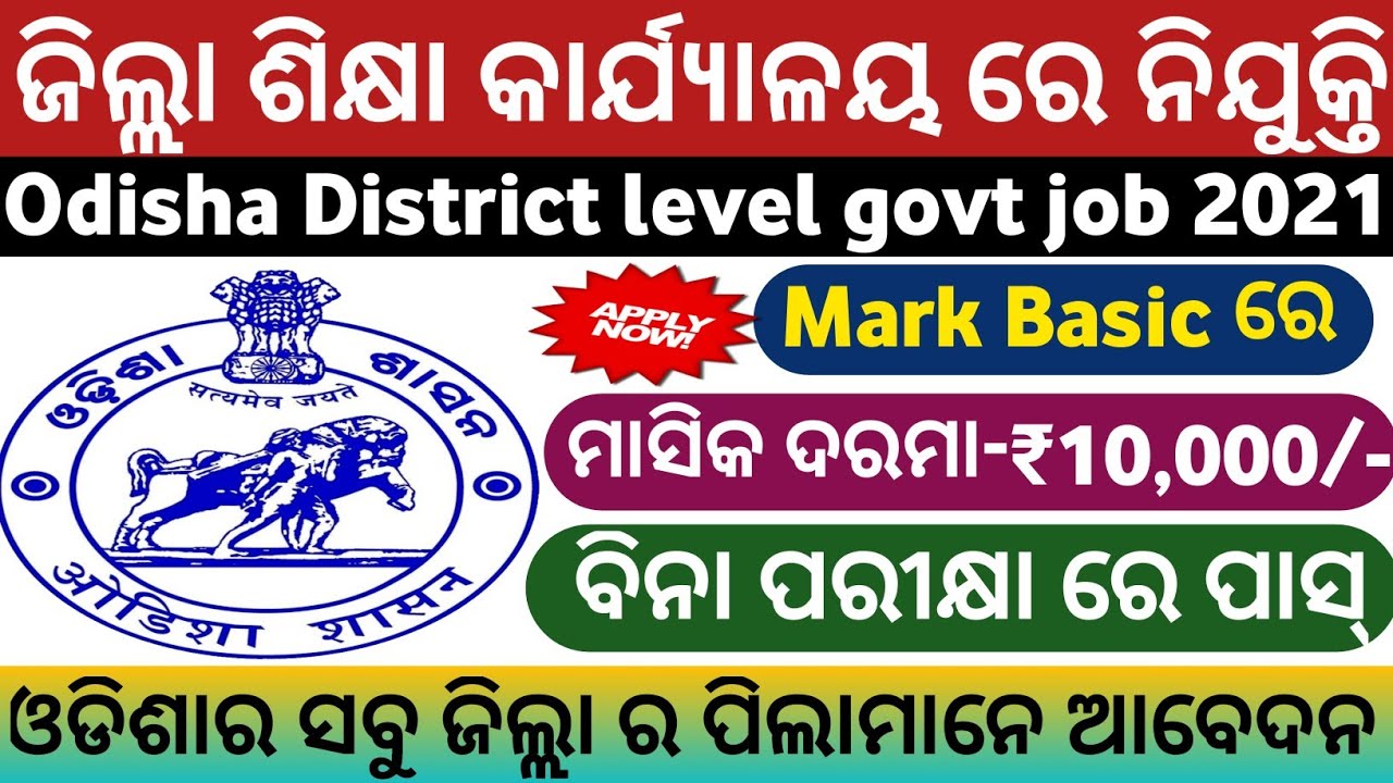 Odisha District Level job Vacancy 2021!odisha job updates!odisha job alert!odisha job vacancy