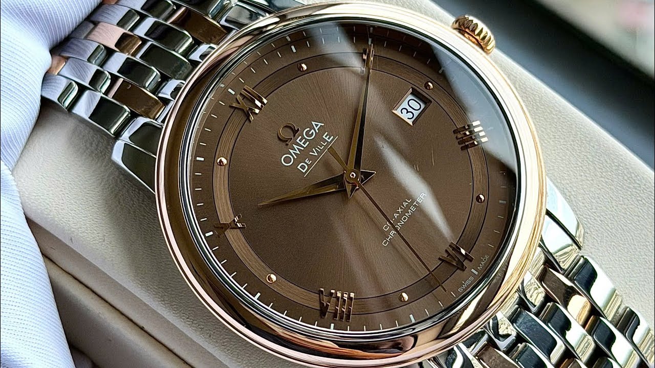 [Hiếm, Đẹp] Đồng hồ Omega De Ville Prestige demi 18k 424.20.40.20.13.001