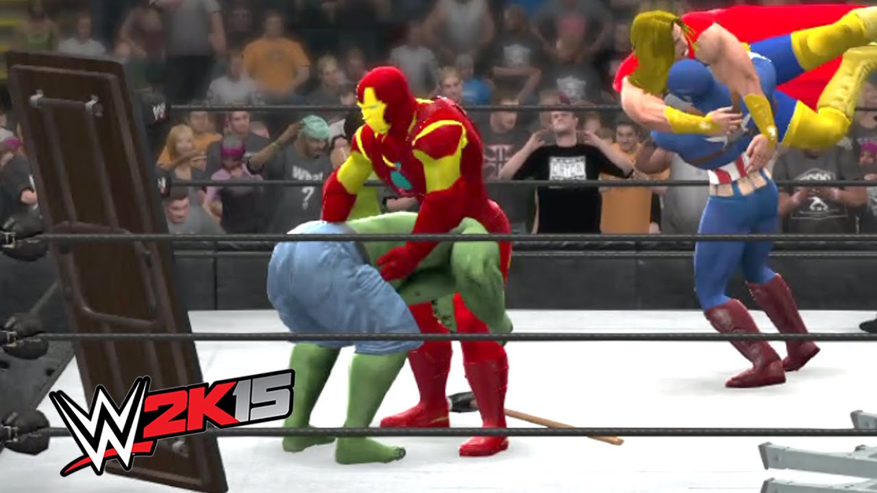 WWE 2K15 AVENGERS - HULK VS CAPTAIN AMERICA VS THOR VS IRON MAN - EPIC BATTLE