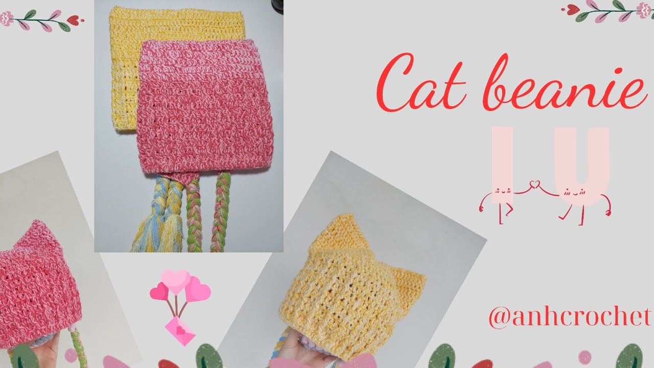 Crochet a Cat beanie/ Easy Tutorial for Beginners/ Móc mũ tai mèo
