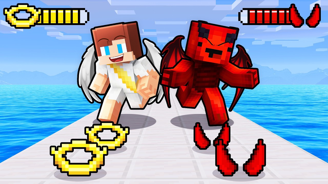 JJ and Mikey DEVIL vs ANGEL Rush - Maizen Minecraft Animation