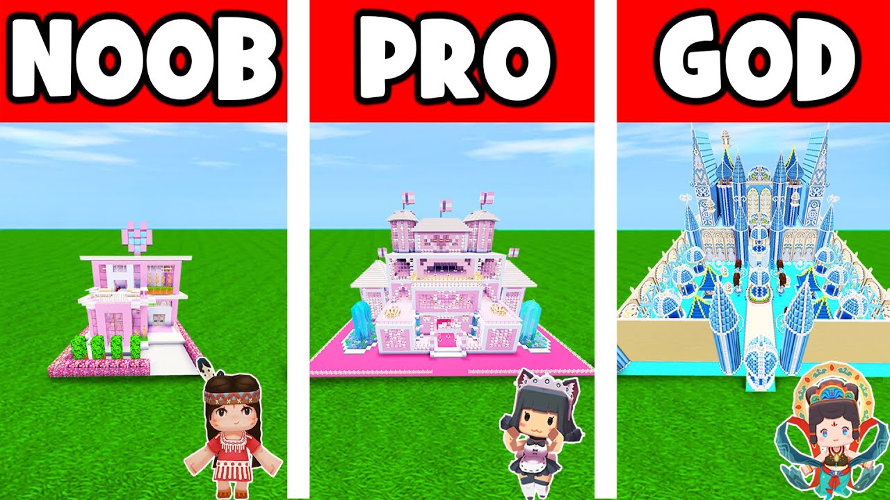 Mini World：NOOB vs PRO vs GOD   Castle architecture competition -Animation