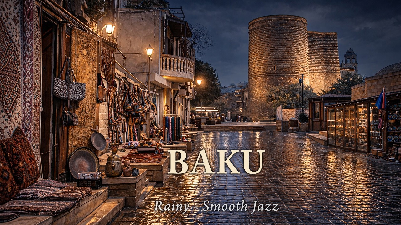 🌧️  Baku Rainy Night Ambiance - 1 Hour Smooth Jazz -  Night Vibes