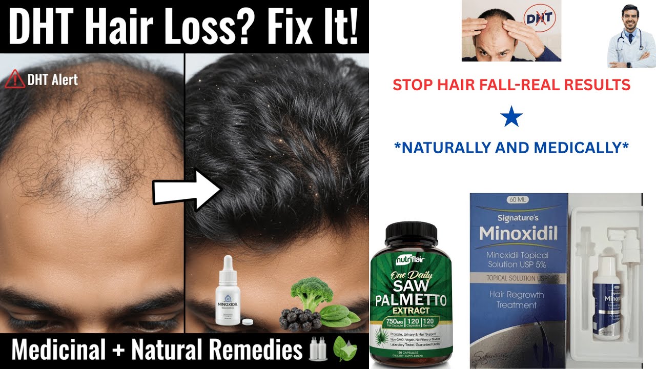 STOP DHT Hair loss Naturally & MEDICALLY | REGROW HAIRS FAST. DOCTOR EXPLAINS..