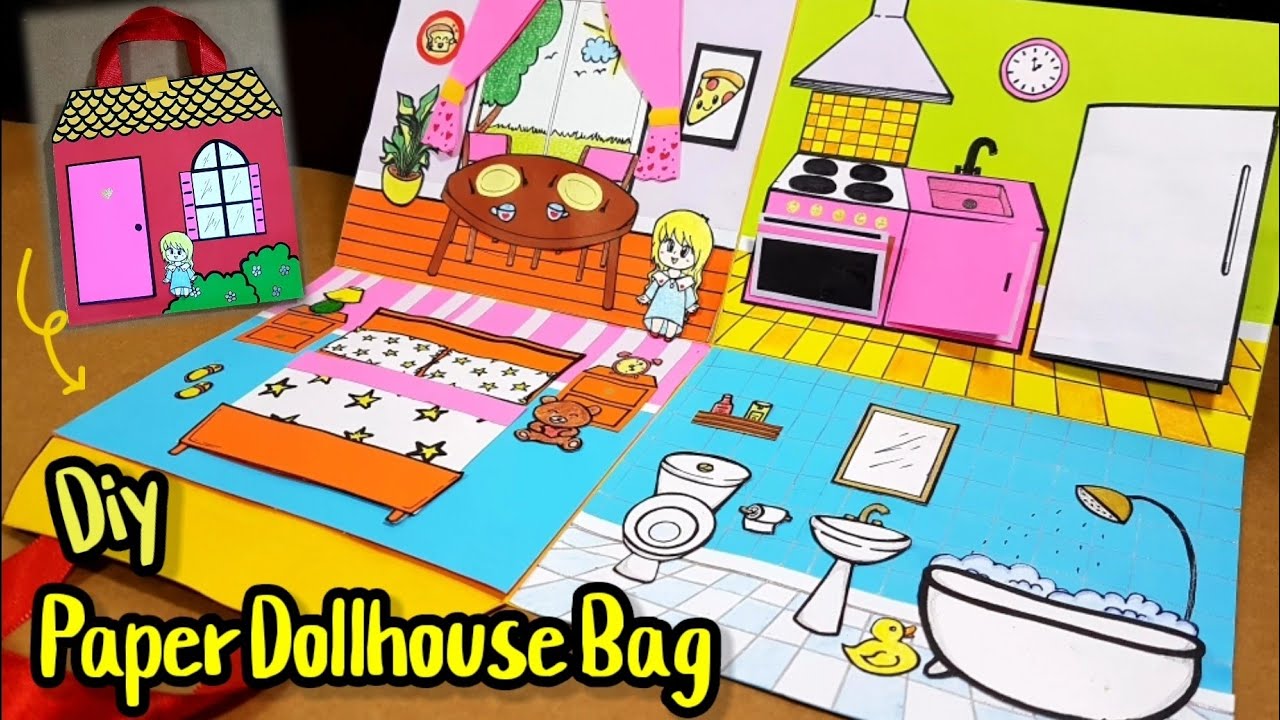 DIY : Paper Dollhouse Bag | Quiet Dollhouse Carry Bag | Paper Quiet Dollhouse | Paper House