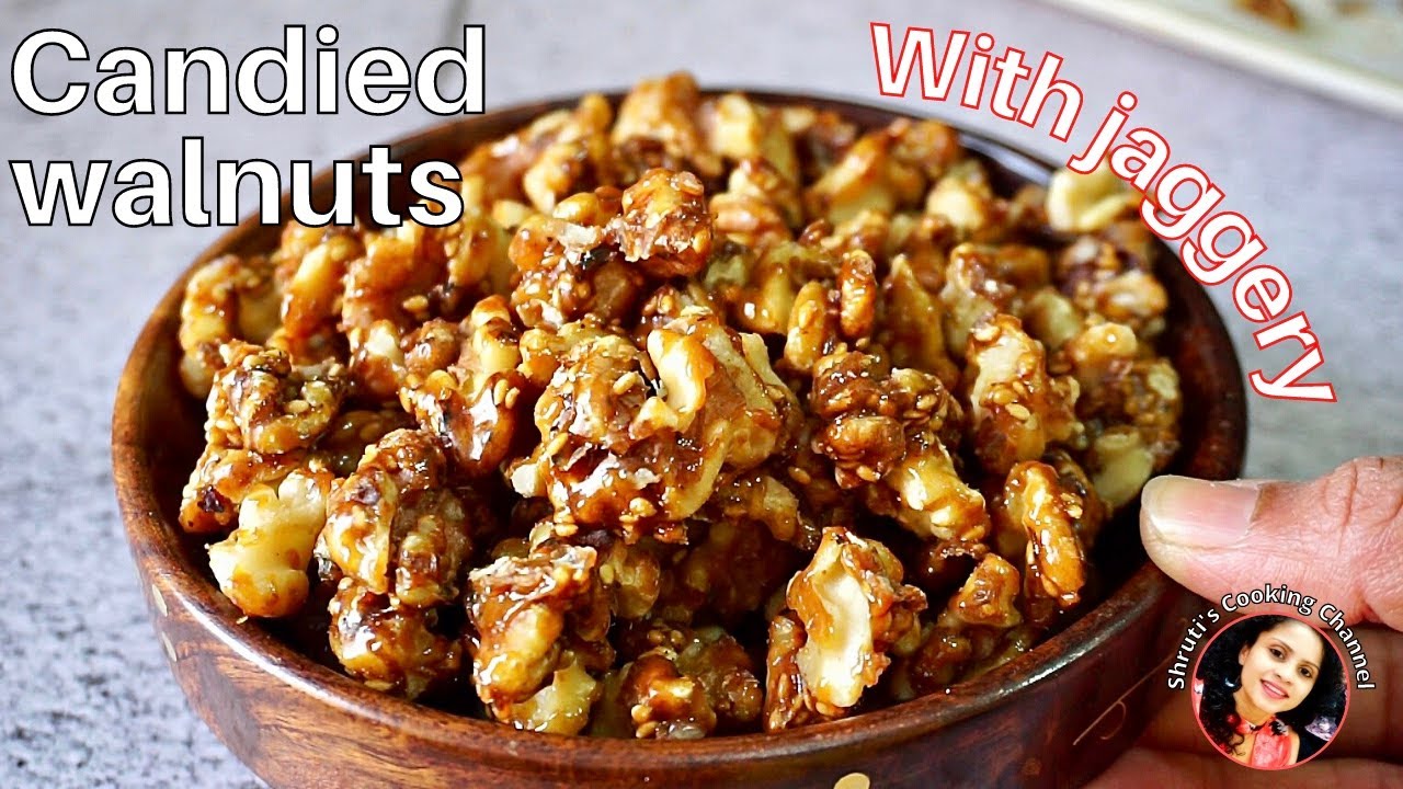 Candied walnuts recipe | jaggery coated walnuts | caramelized walnuts with jaggery, healthy snacks
