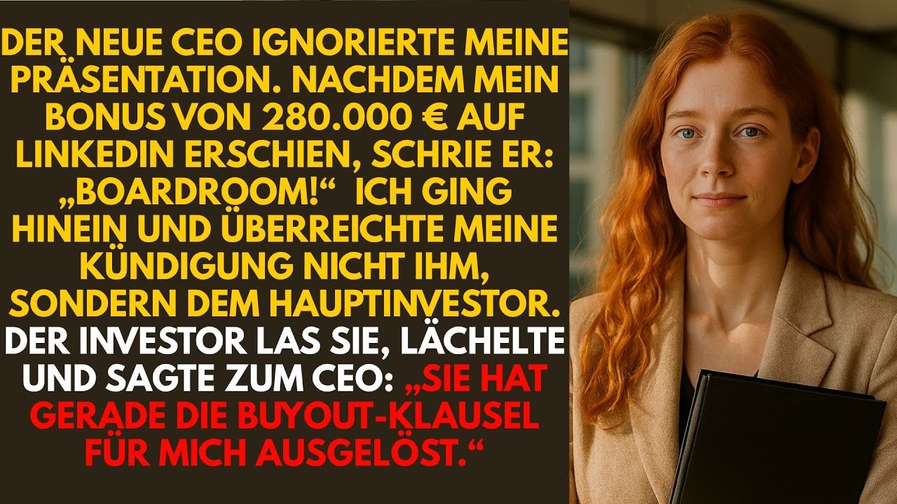 MEIN BONUS VON 280.000 € ENTLARVTE DEN CEO – DANN LÖSTE ICH DIE BUYOUT-KLAUSEL AUS