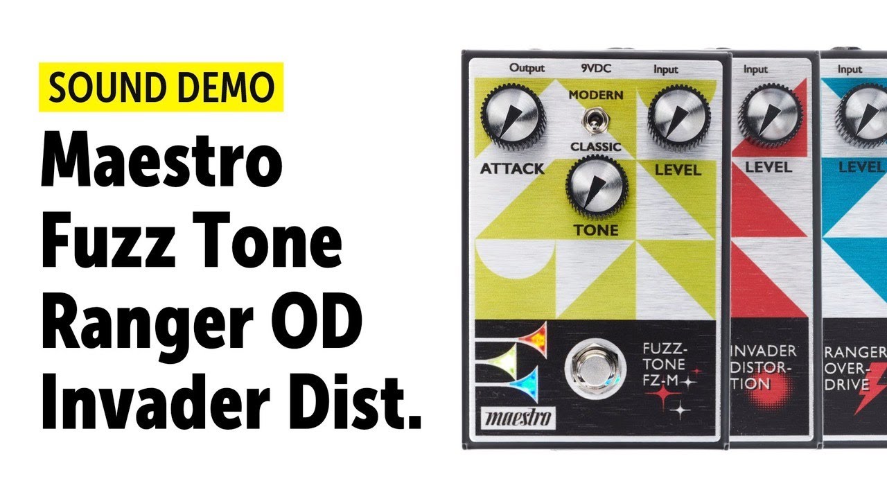 Maestro Fuzz Tone FZ-M, Ranger Overdrive, Invader Distortion - Sound Demo (no talking)