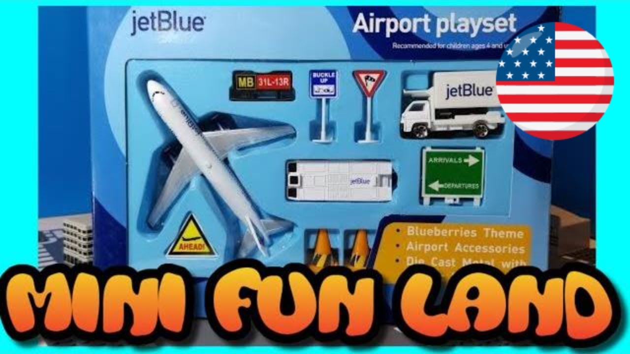 🇺🇸 Unboxing of Daron JetBlue Airport Play Set Mini Fun Land ジェットブルー航空 捷蓝航空 (000952)