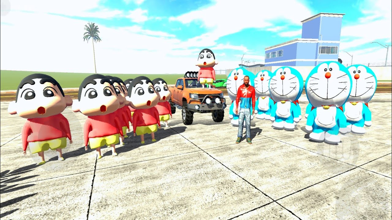 💥 Shin-chan Doraemon Gang Stops New Pick-Up Car 🚘 Indian Bike Driving 3D 