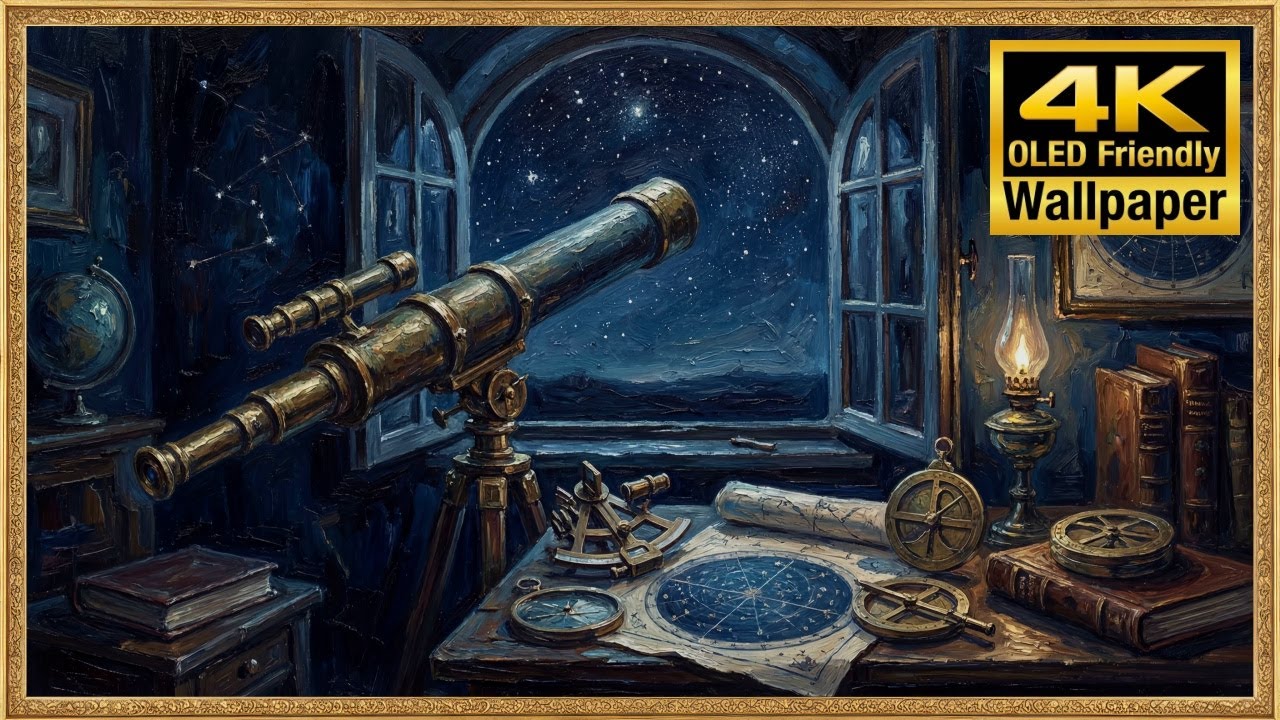 Art Screensaver - Starry Night Astronomer - Dreamy Blue