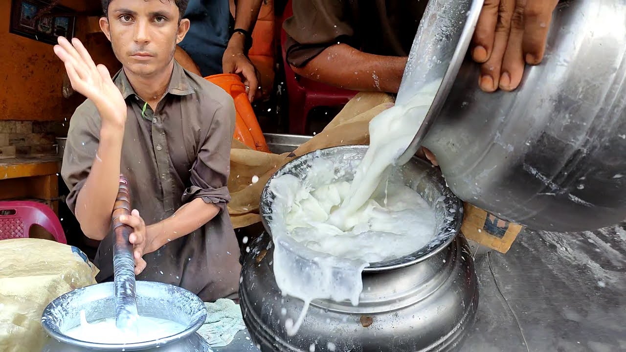 17 Years Old Boy Enjoy & Hard Working for Making Lassi | Street Drink of Karachi Pakistan