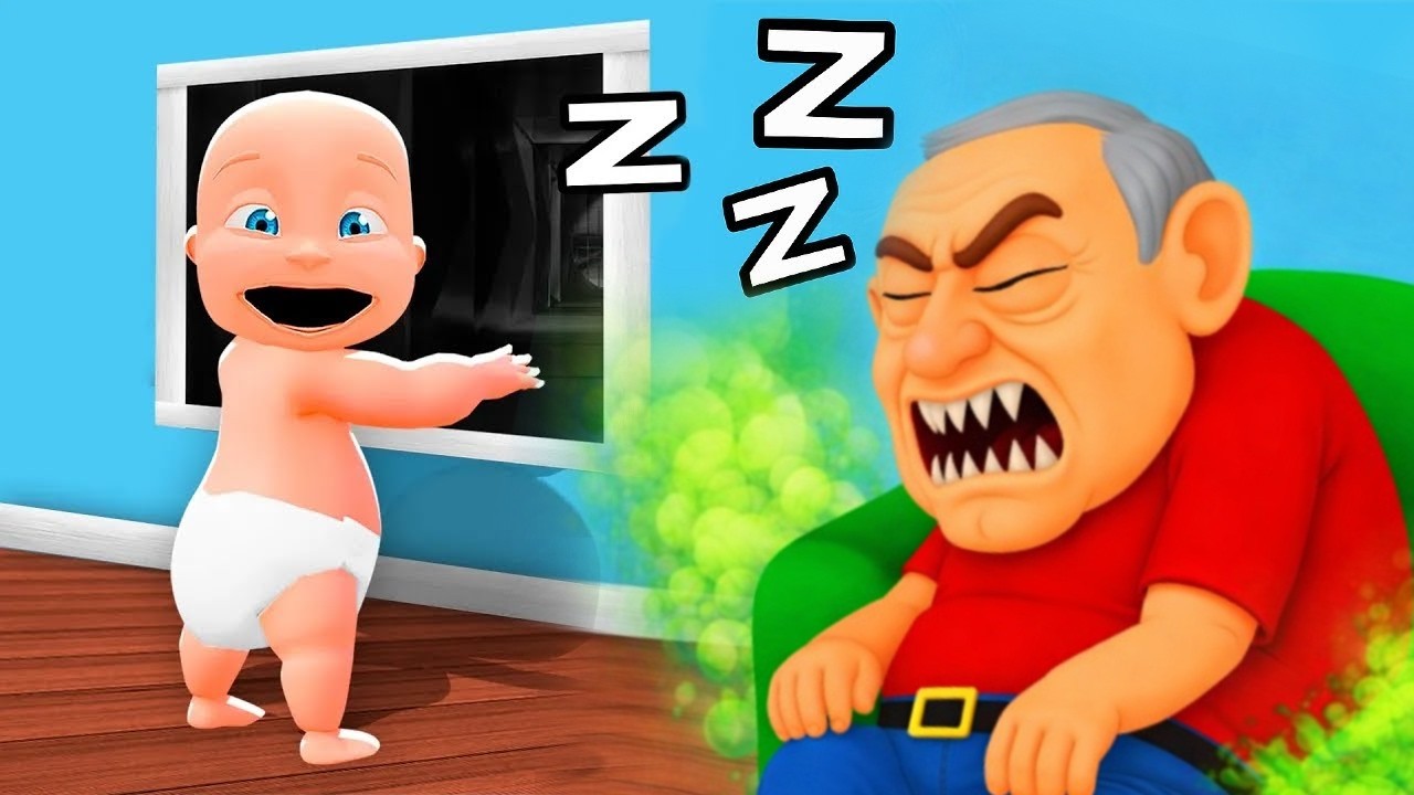 Baby Escapes STINKY GRANDPA!