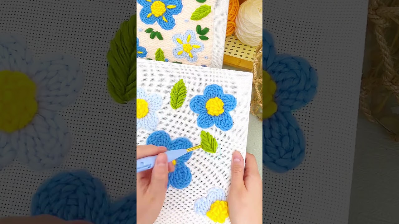 Punch Needle Blue Flowers🌼 