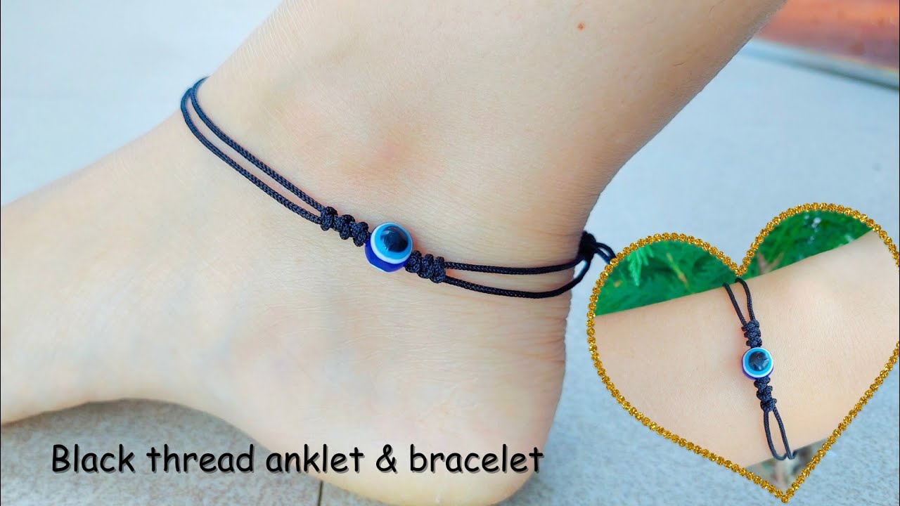 How to make black thread anklet & bracelet? DIY black thread anklet & bracelet idea.@JyotisWorld