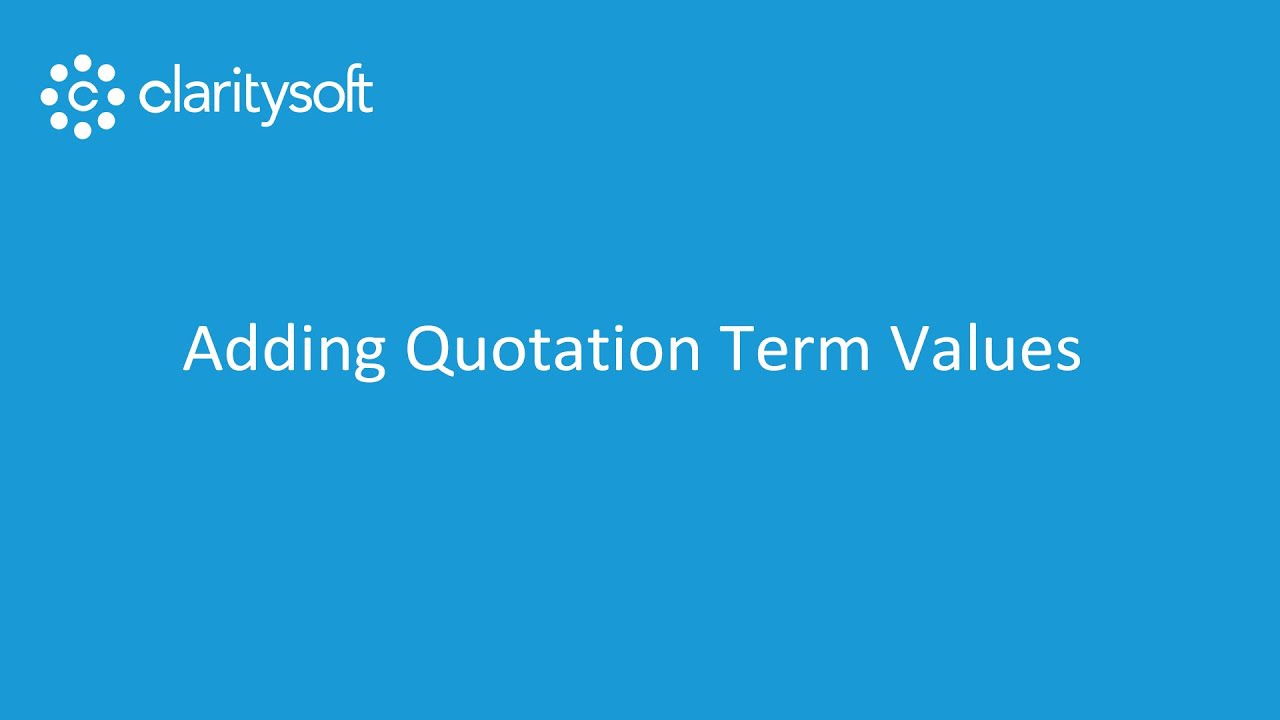 Adding Quotation Term Values