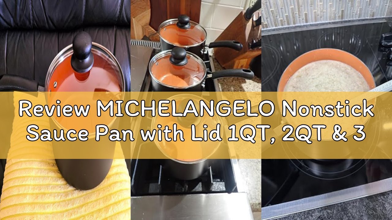 Review MICHELANGELO Nonstick Sauce Pan with Lid 1QT, 2QT & 3QT, Ceramic Saucepan Set, Copper Sauce p