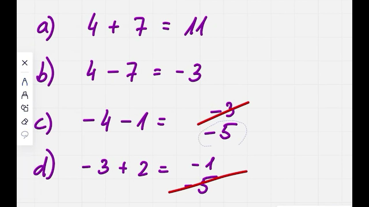 Teigiamų neigiamų skaičių sudėtis ir atimtis