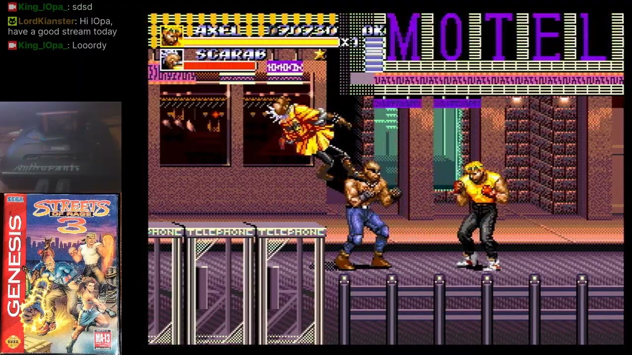 Streets of Rage 3 (Genesis) Axel, Hard, (City Hall), playthrough with 3-BUTTON PAD (1 DEATH)