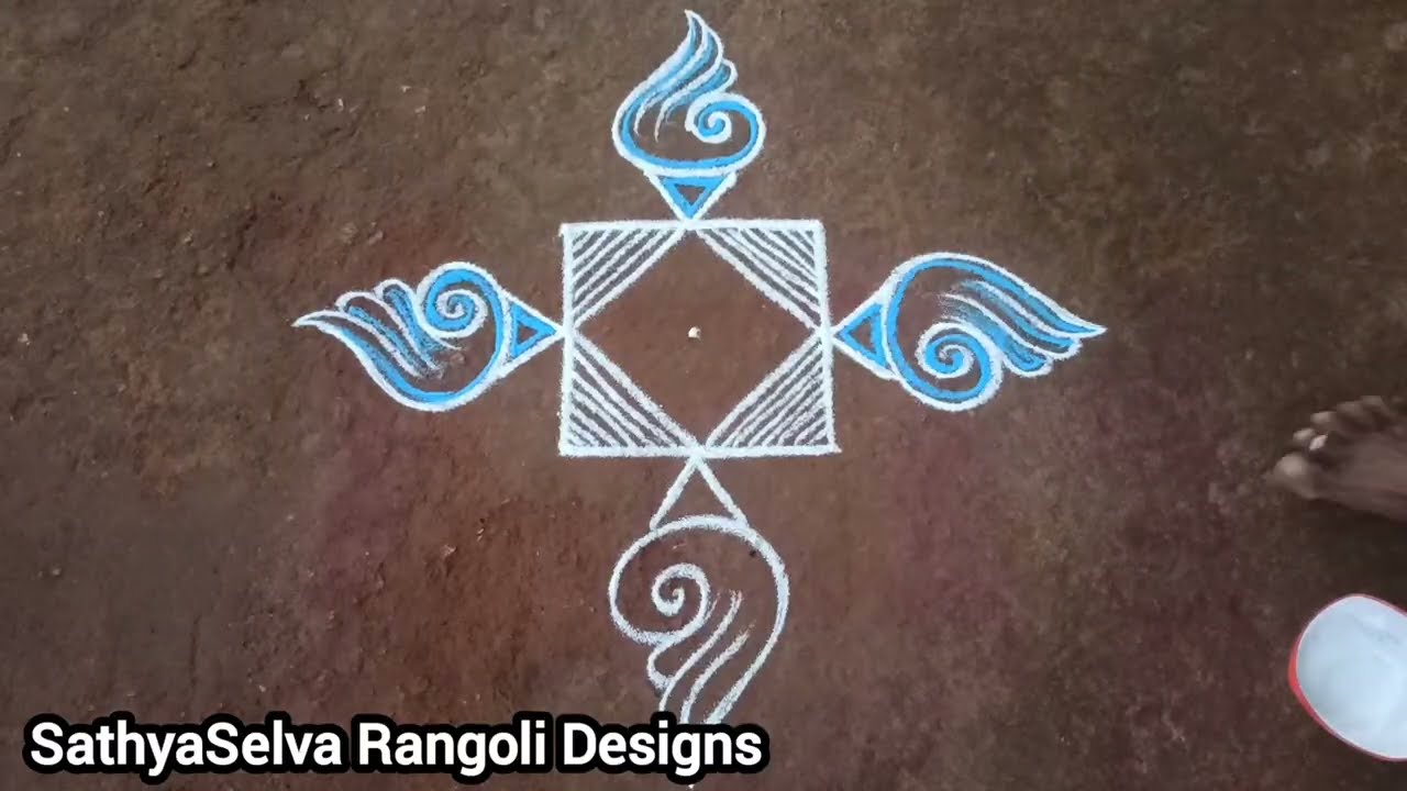3 x 3 dots new creative sangu kolam | saturday sangu kolam  design | SathyaSelva Rangoli Designs