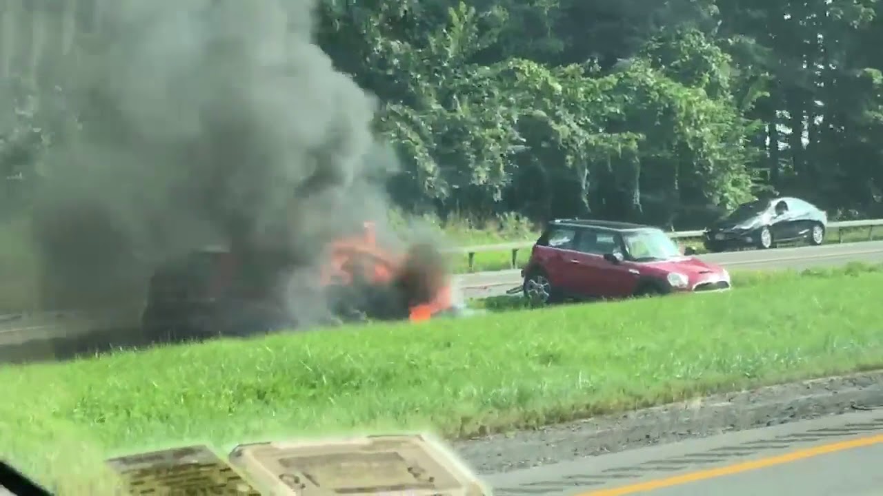 Car engulfed in flames after Thruway wreck .::. FingerLakes1.com 8/27/18