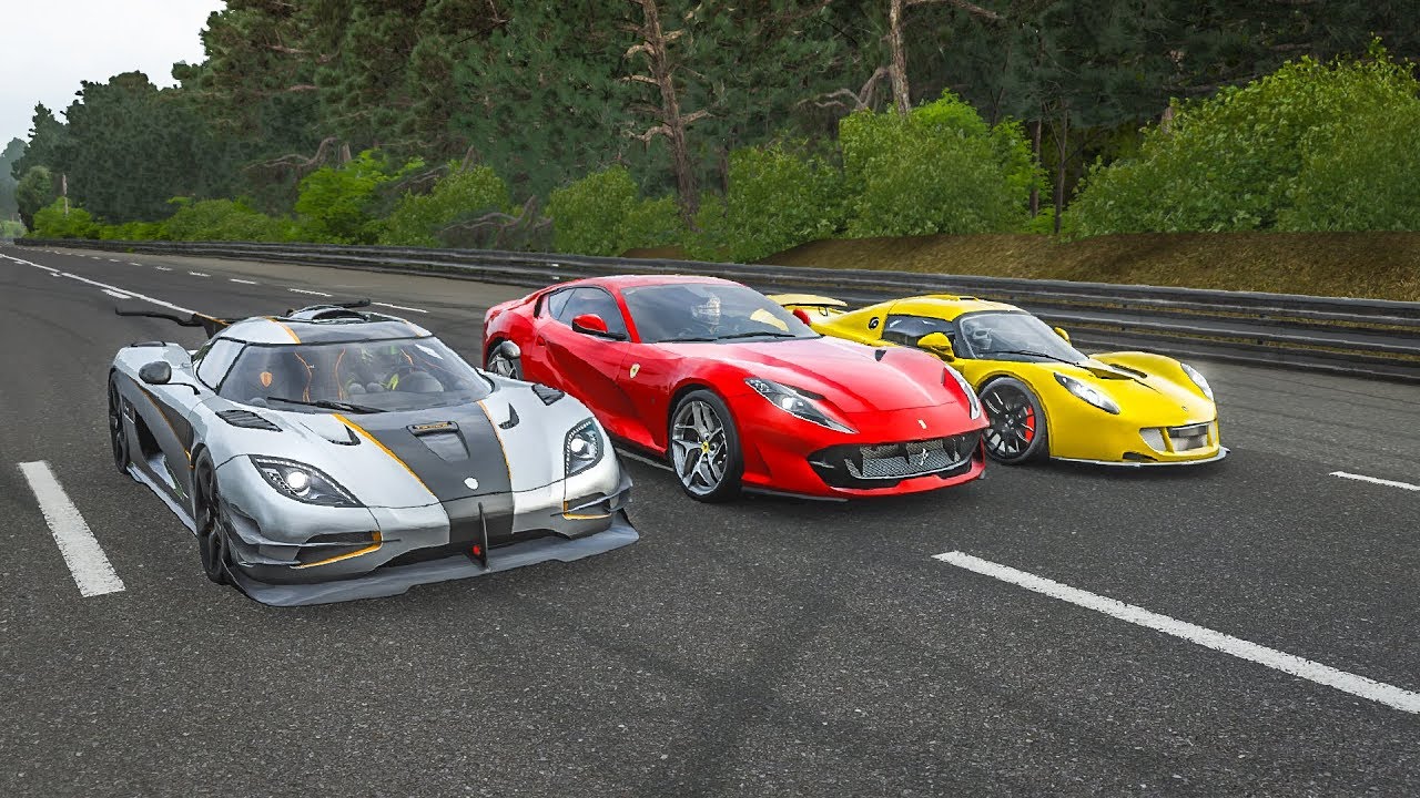 Forza 7 Drag Race | 1240 HP 812 Superfast VS Koenigsegg One:1 VS Venom GT!!!