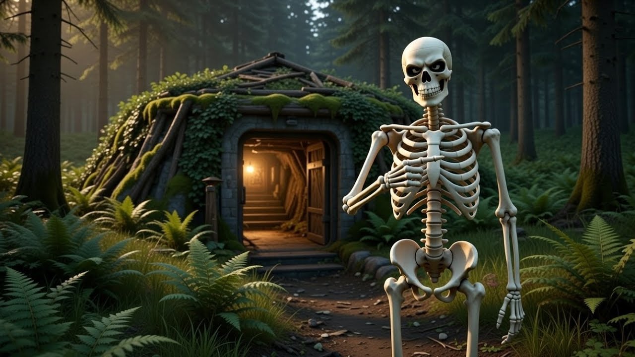 You Won’t Believe What This Skeleton Built Underground… 😱🌲Skeleton Builds Secret Underground Forest 