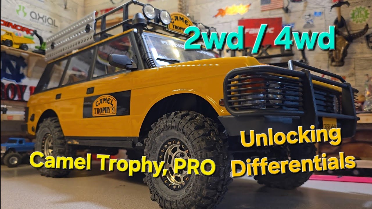 Part 2 FMS FCX10 RR CAMEL TROPHY  gets unlocking differentials & 4WD RWD FWD