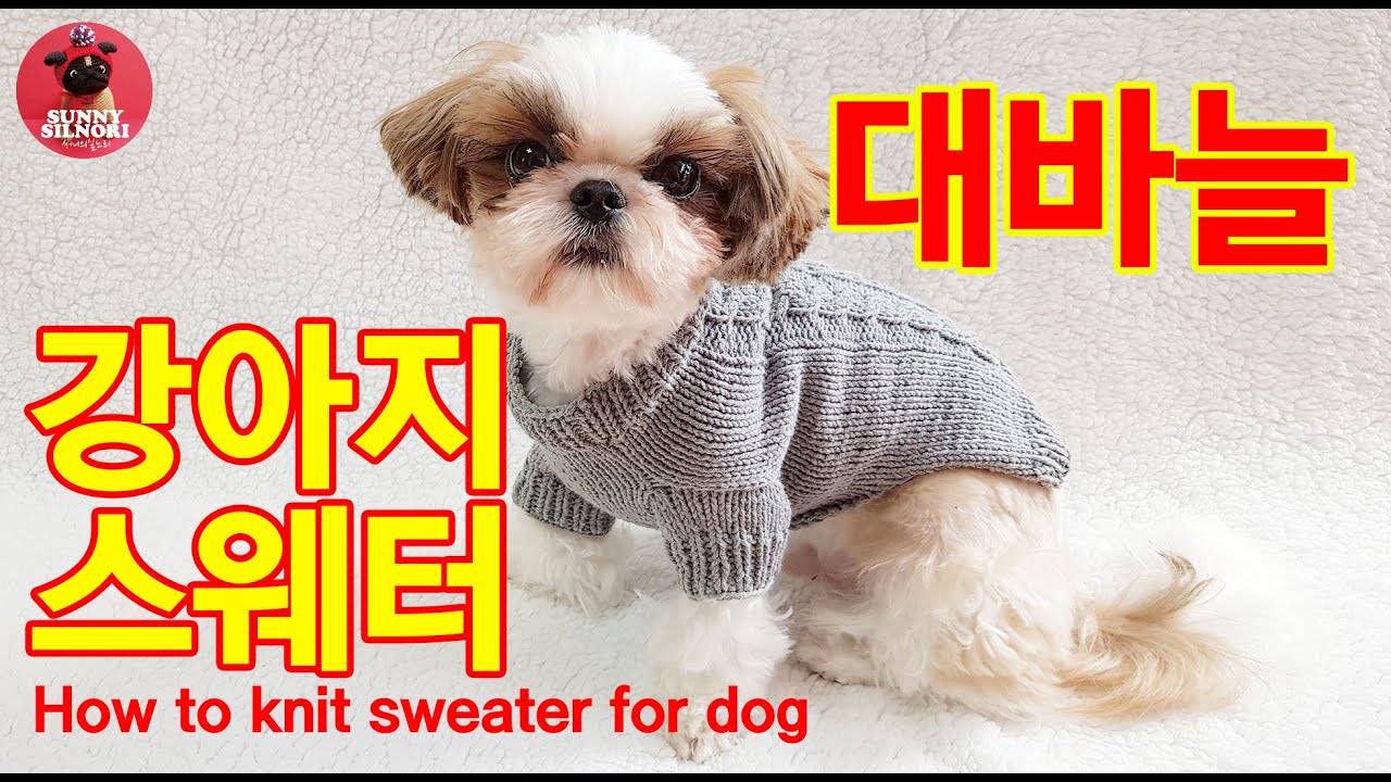 [써니의실노리]대바늘 강아지 스웨터 뜨개옷 만들기ㅣHow to knit sweater for dog