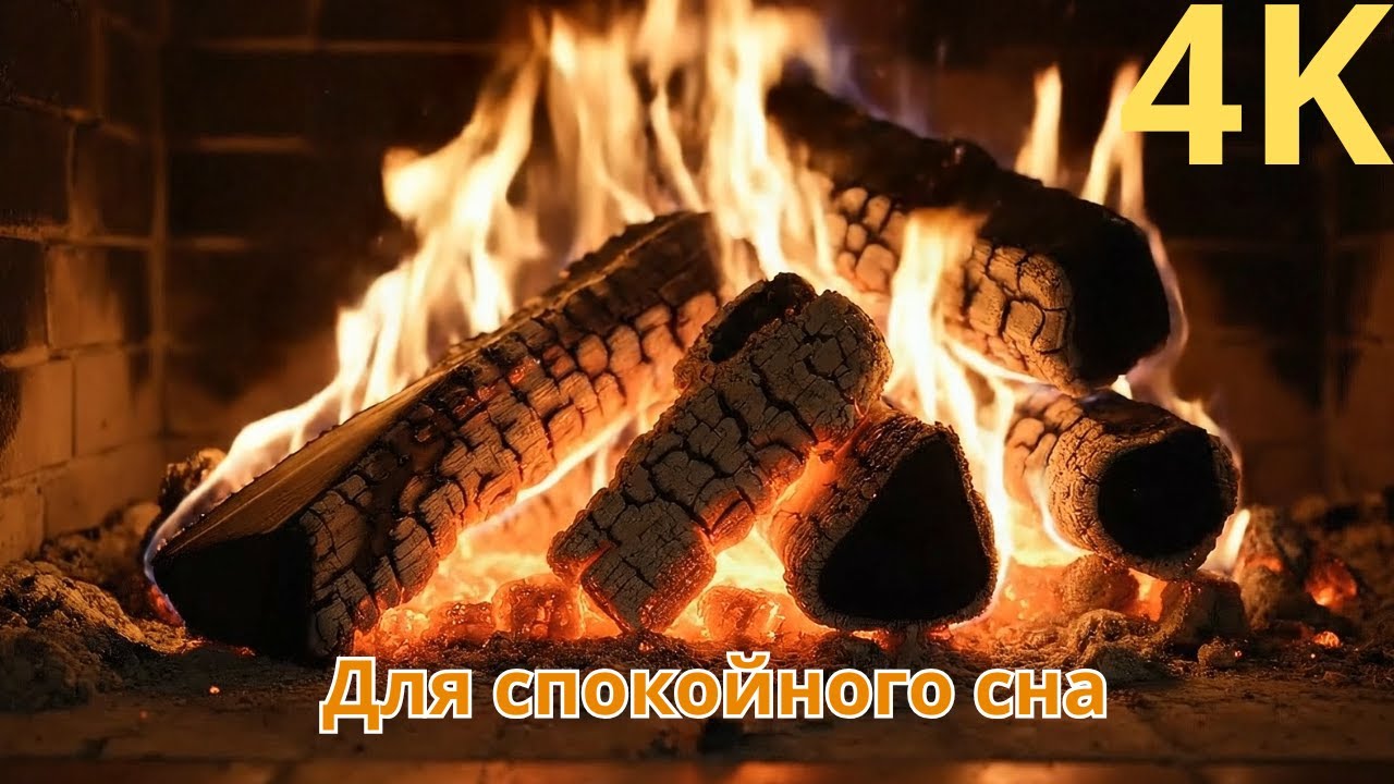 5 часов камина в 4K – тёплый огонь для сна и расслабления  Огонь в камине