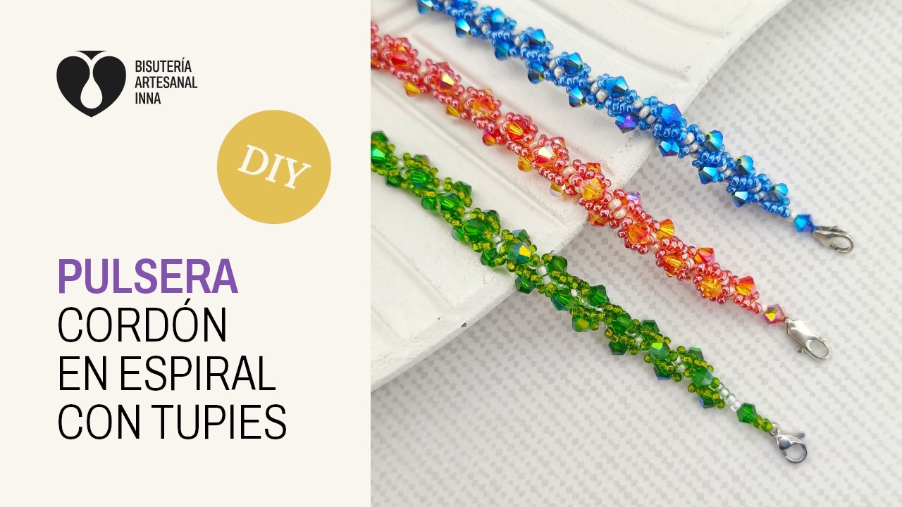 Pulsera Cordón en Espiral con Tupies | Tutorial DIY