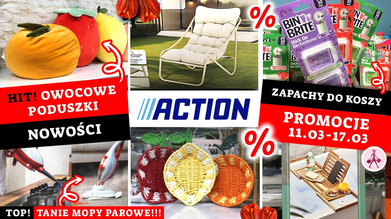 ACTION Poduszki owoce ! 🍋🍓 Tanie mopy parowe! 😱  Promocje 11-17.03 🔥🔥🔥