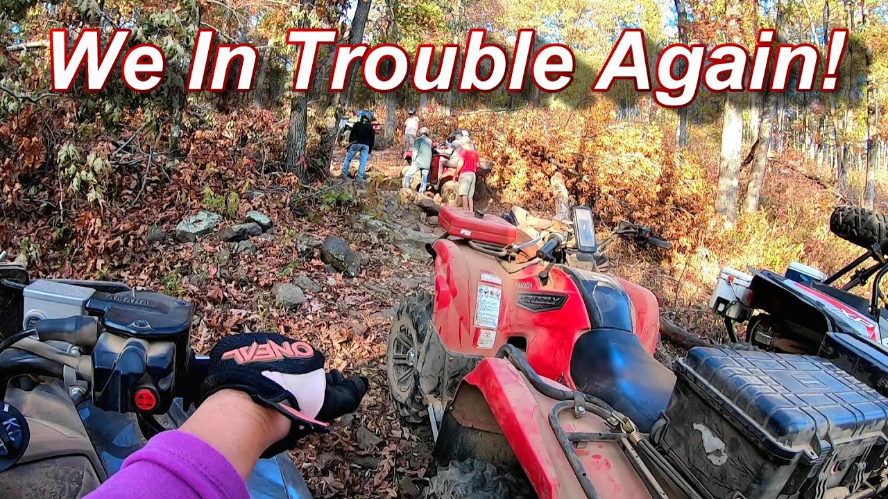 Trail Chaos, Can we get through? Ozark ATV trail ride. Honda Yamaha Polaris Can-am