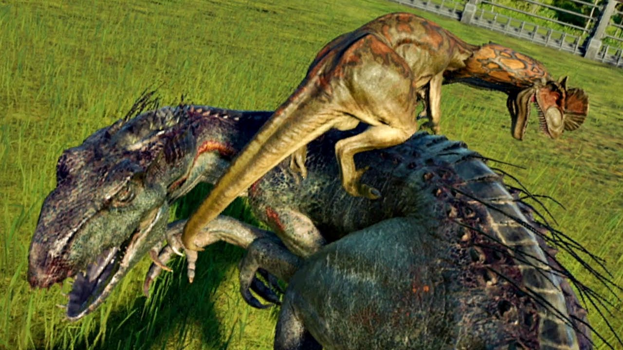 Dilophosaurus Vs Indoraptor #jurassicpark dinosaurs #asmr  fighting