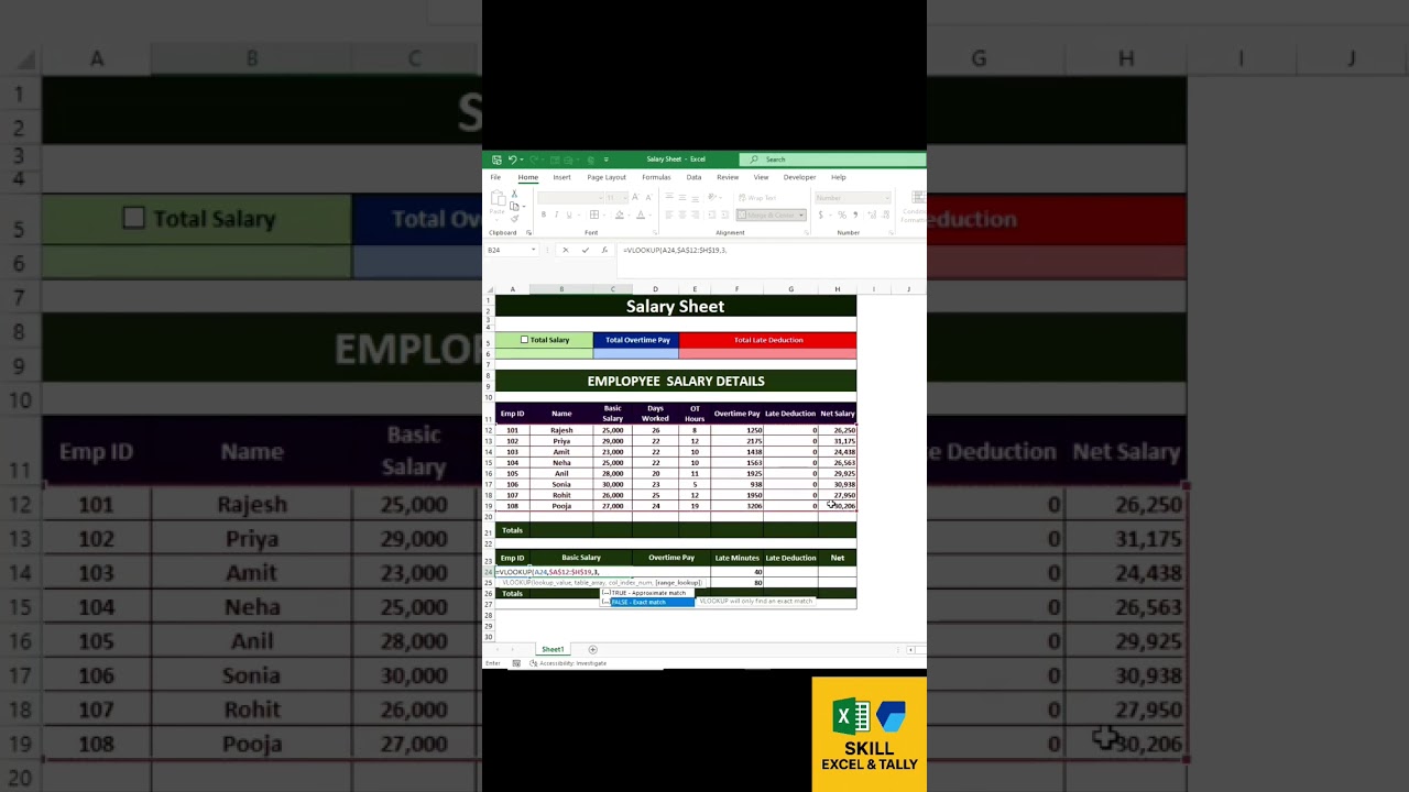 Excel Salary Sheet with Overtime & Late Deduction | Automatic Payroll System 💼📊